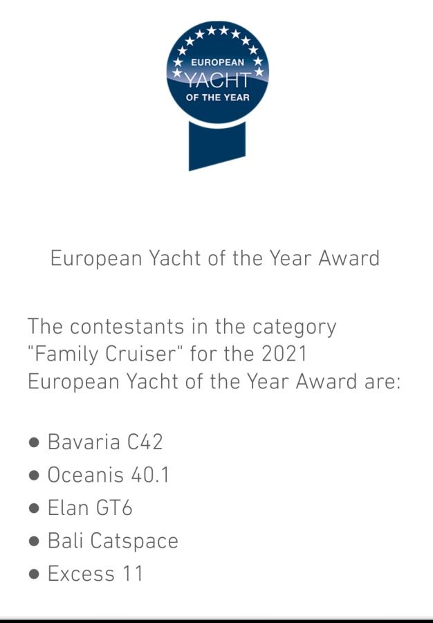 Domani la premiazione per l'European Yachtof the year